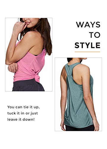 RBX Active Women's Flowy Yoga Workout Super Soft Twist Back Tank Top Tunic Charcoal S21 M