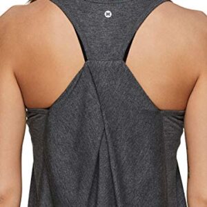 RBX Active Women's Flowy Yoga Workout Super Soft Twist Back Tank Top Tunic Charcoal S21 M