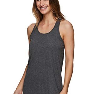 RBX Active Women's Flowy Yoga Workout Super Soft Twist Back Tank Top Tunic Charcoal S21 M