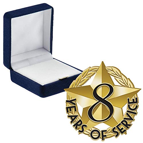 Crown Awards 8 Years of Service Pins, 8 Years of Service Pin with Blue Velvet Presentation Case, 30 Pack, Prime