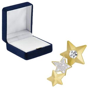 crown awards shooting tri star pins, shooting tri star pin with blue velvet presentation case, 30 pack, prime