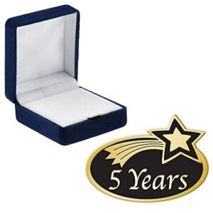 crown awards corporate 5 years pins, corporate 5 years pin with blue velvet presentation case, 30 pack, prime