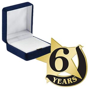 crown awards 6 year recognition pins, 6 year recognition pin with blue velvet presentation case, 30 pack, prime