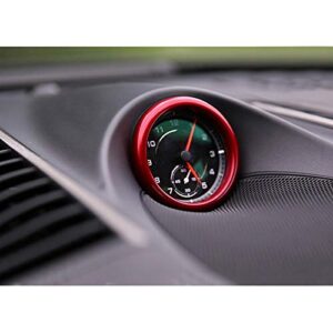 Ramecar Dashboard Center Clock Surrounding Compass Cover Aluminum Ring Emblem Sticker for Porsche 911 718 Cayenne Macan Panamera, etc.(Red)