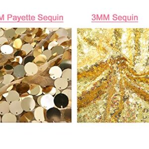 SFN Gold Payatte Sequin Drapes Curtains Panels,Fashion 9FTx9FT Backdrop Home Party Decoration Supplies