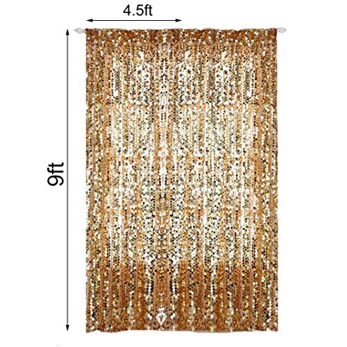 SFN Gold Payatte Sequin Drapes Curtains Panels,Fashion 9FTx9FT Backdrop Home Party Decoration Supplies