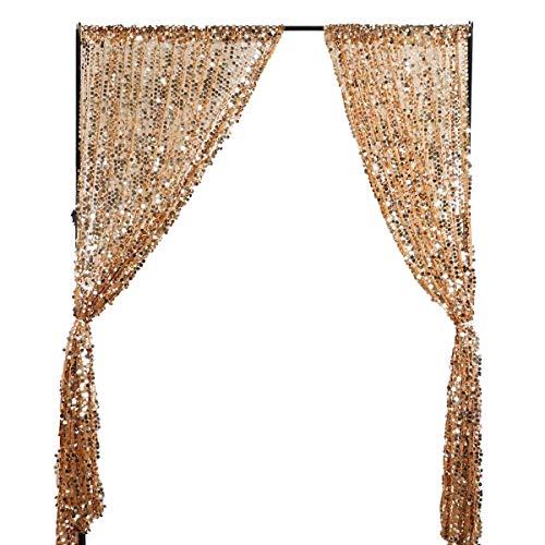 SFN Gold Payatte Sequin Drapes Curtains Panels,Fashion 9FTx9FT Backdrop Home Party Decoration Supplies