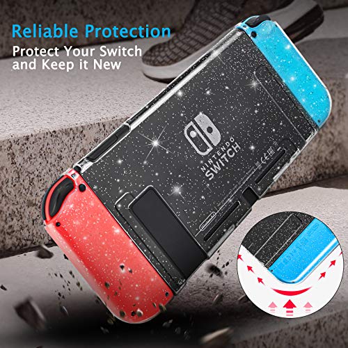 DLseego Dockable Crystal Case for Nintendo Switch, Glitter Bling Cover with Shock-Absorption and Anti-Scratch Design Protective Case - Crystal Glitter