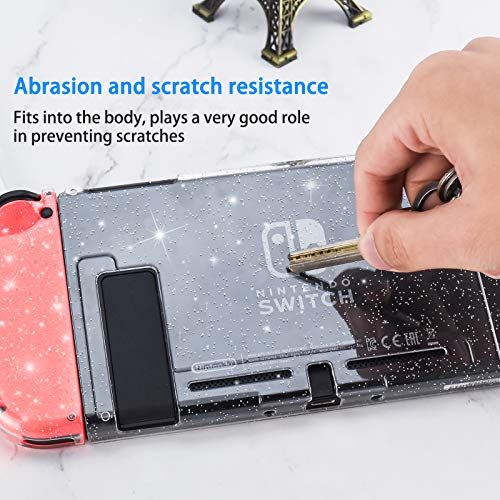 DLseego Dockable Crystal Case for Nintendo Switch, Glitter Bling Cover with Shock-Absorption and Anti-Scratch Design Protective Case - Crystal Glitter