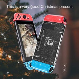 DLseego Dockable Crystal Case for Nintendo Switch, Glitter Bling Cover with Shock-Absorption and Anti-Scratch Design Protective Case - Crystal Glitter