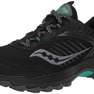 Saucony Women's Excursion TR15 Trail Running Shoe, Black/Jade, 8.5 Wide