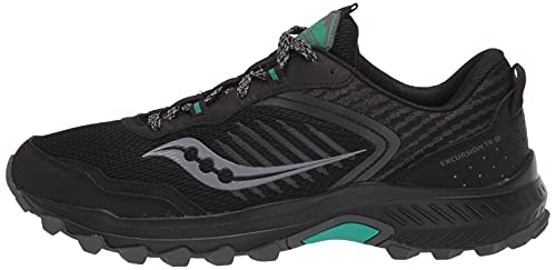 Saucony Women's Excursion TR15 Trail Running Shoe, Black/Jade, 8.5 Wide