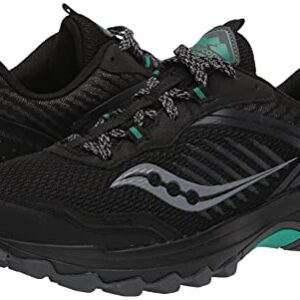 Saucony Women's Excursion TR15 Trail Running Shoe, Black/Jade, 8.5 Wide