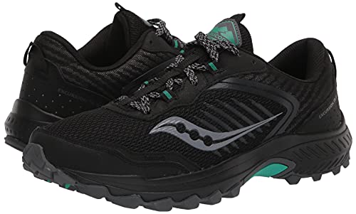 Saucony Women's Excursion TR15 Trail Running Shoe, Black/Jade, 8.5 Wide