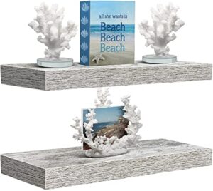sorbus floating shelves for wall - 2 pack coastal beach wall decor for bedroom, bathroom, nursery, living room, office, home & kitchen - white rustic wood hanging wall shelf for books, frames, trophy