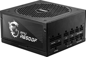 msi mpg a650gf gaming power supply - full modular - 80 plus gold certified 650w - 100% japanese 105°c capacitors - compact size - atx psu