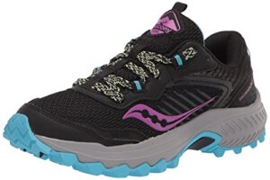 saucony women's excursion tr15 trail running shoe, black/raz/lime, 10