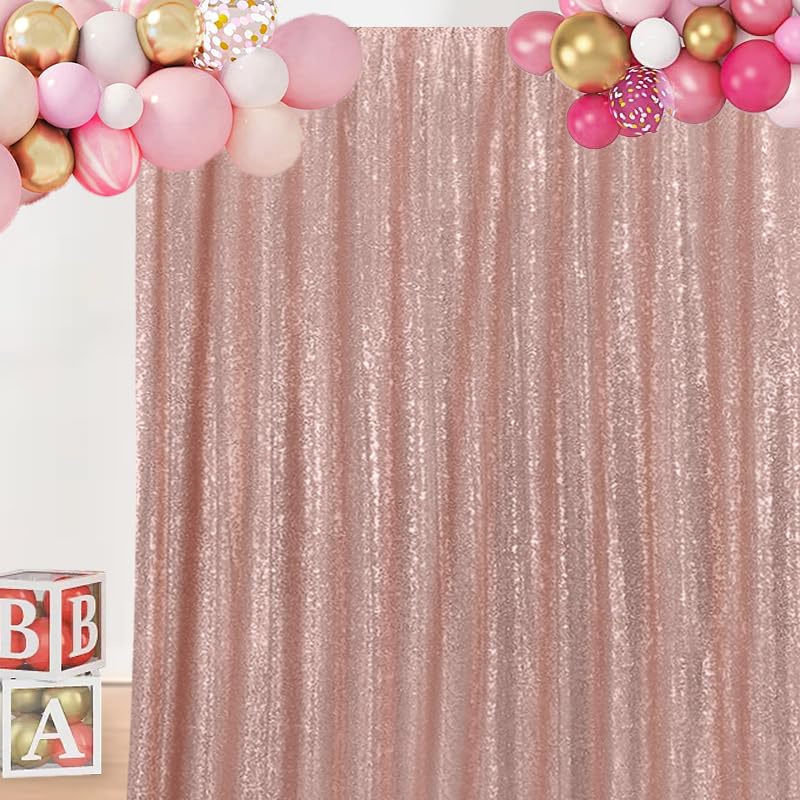 SFN SKY10FTx10FT Rose Gold Sequin Backdrop Background Shiny Photography Curtains Baby Shower Curtain for Wedding Party