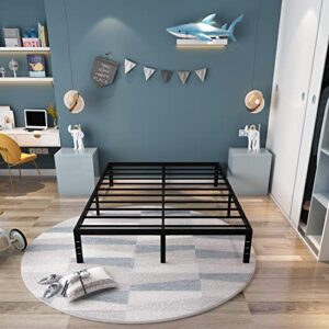 OmiNight Full Size Bed Frame,14 inches Heavy Duty 3500lbs Metal Platform No Box Spring Needed,Sturdy Bed Frame Full Steel Slat Support Non Slip,Black F