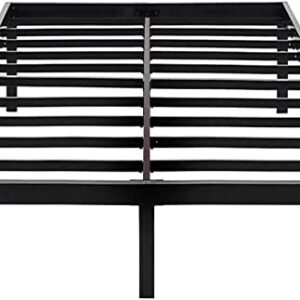 OmiNight Full Size Bed Frame,14 inches Heavy Duty 3500lbs Metal Platform No Box Spring Needed,Sturdy Bed Frame Full Steel Slat Support Non Slip,Black F