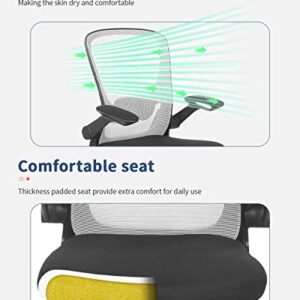Office Chair Desk Chair Computer Chair with Lumbar Support Flip-up Arms Swivel Rolling Executive Task Chair Mesh Adjustable Ergonomic Chair for Adults(White)