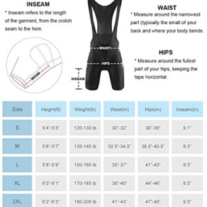 BALEAF Men's Cycling Bib Shorts 4D Padded, Road Bike Cycling Bibs Biking Bicycle Shorts Gel Pockets UPF50+ Black XL