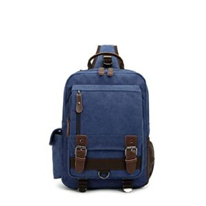 sechunk canvas backpack messenger bag sling bag cross body bag shoulder bag for men women (large, blue)