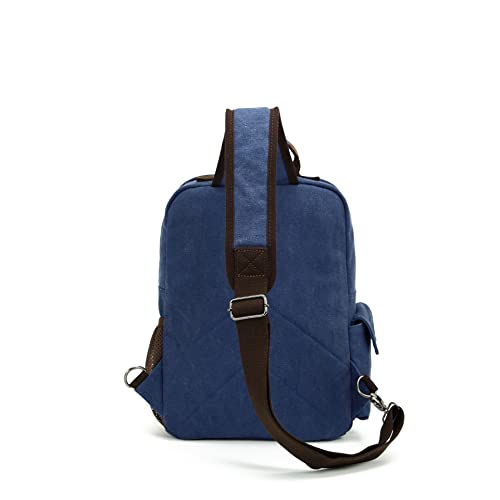 Sechunk Canvas backpack Messenger Bag Sling Bag Cross Body Bag Shoulder Bag For Men Women (Large, Blue)