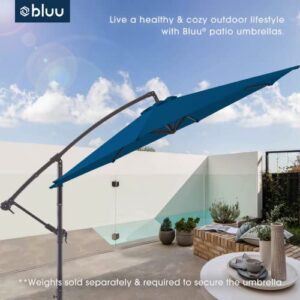 BLUU BANYAN 10 FT Patio Offset Umbrella Outdoor Cantilever Umbrella Hanging Umbrellas, 24 Month Fade Resistance & Water-repellent UV Protection Solution-dyed Fabric Canopy with Infinite Tilt, Crank & Cross Base (Royal Blue)