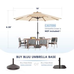 BLUU MAPLE Olefin 9 FT Patio Market Umbrella Outdoor Table Umbrellas, 3-year Color Fastness Olefin Canopy, Market Center Umbrellas with 8 Strudy Ribs & Push Button Tilt for Garden, Lawn & Pool (Beige)
