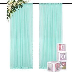 chiffon backdrop curtain 96 inches long sheer curtains mint green chiffon fabric drapes for parties voile curtains 2 panels 29"x96" mint sheer photography backdrop drapes