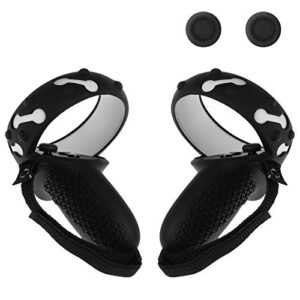 (1 pair) orzero silicone controller cover compatible for quest 2, anti-throw soft protective vr gaming headset handle - black