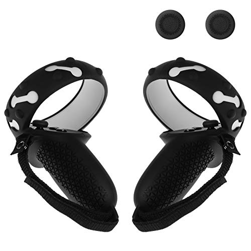 (1 Pair) Orzero Silicone Controller Cover Compatible for Quest 2, Anti-Throw Soft Protective VR Gaming Headset Handle - Black