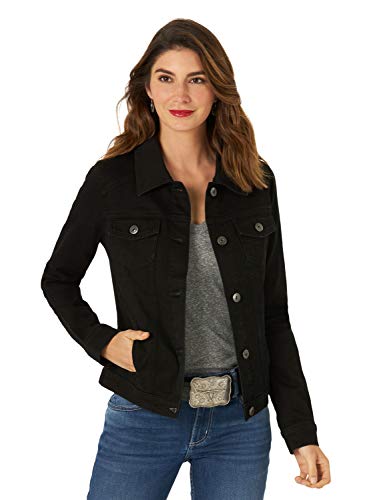 Wrangler Authentics Women's Stretch Denim Jacket, Black, X-Large