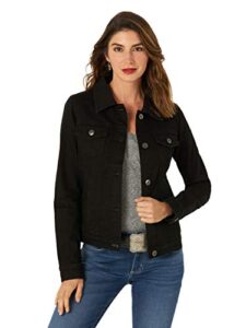 wrangler authentics women's stretch denim jacket, black, x-large
