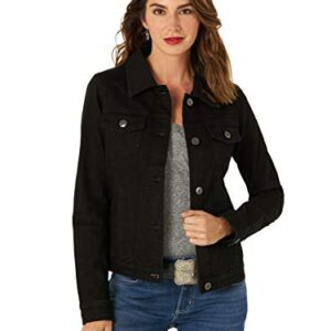 Wrangler Authentics Women's Stretch Denim Jacket, Black, X-Large