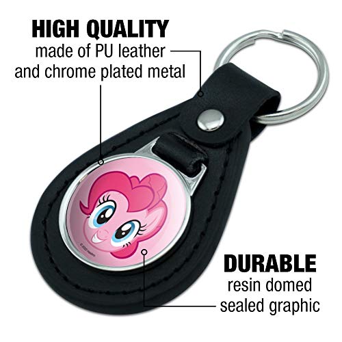 GRAPHICS & MORE Black Leather My Little Pony Pinkie Pie Face Keychain