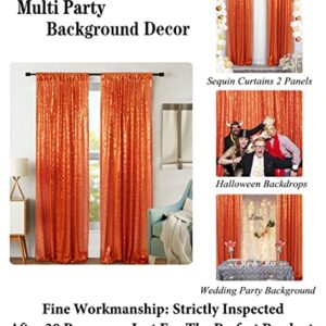 Sequin Curtains 2 Panels 2FTx8FT Orange Glitter Sequin Backdrop Curtains Orange Sequin Photo Backdrop Sequin Window Curtains Wedding Party Background Drapes (2FTX8FT, Orange)…