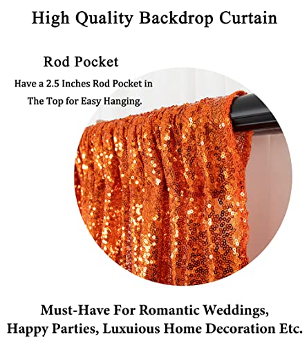 Sequin Curtains 2 Panels 2FTx8FT Orange Glitter Sequin Backdrop Curtains Orange Sequin Photo Backdrop Sequin Window Curtains Wedding Party Background Drapes (2FTX8FT, Orange)…