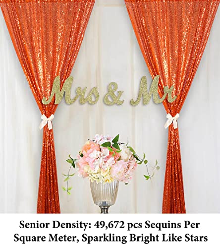 Sequin Curtains 2 Panels 2FTx8FT Orange Glitter Sequin Backdrop Curtains Orange Sequin Photo Backdrop Sequin Window Curtains Wedding Party Background Drapes (2FTX8FT, Orange)…