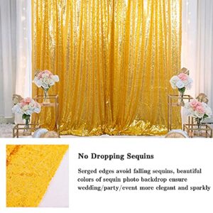 AMZLOKAE Sequin Backdrop Curtain Gold 4FTx7FT Shimmer Curtain Panels Photography Backdrop Sequin Fabric Backdrop Baby Shower Curtains Glitter Backdrop for Wedding/Party