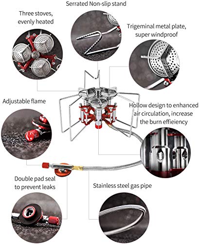 Bulin Camping Gas Stove Burner 3500W/3800W/5800W/6800W/18000W Adjustable Ultralight Backpacking Stove Windproof Camp Portable Propane Stove for Camping Hiking Backpack Outdoor