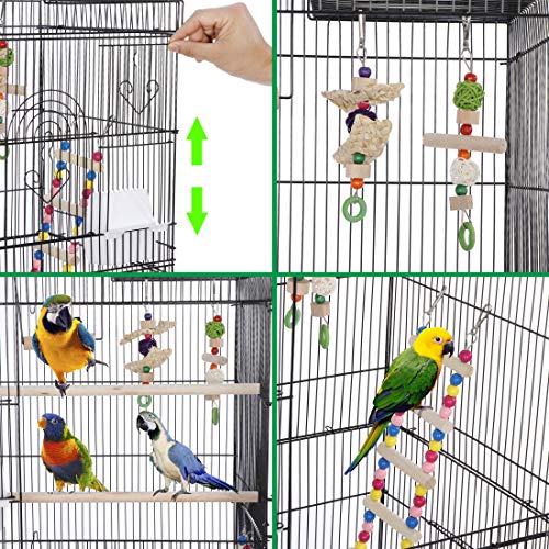 SUPER DEAL 39'' Roof Top Parrot Bird Cage with Toys for Cockatiel Sun Conure Parakeet Finch Budgie Lovebird Canary Large Flight Pet House