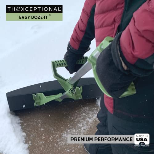 36 Inch Easy Doze-It Premium Performance Snow-Plow Push Shovel with Forever Handle and Ergo Connex Grip | Snow Shoveling of Walk & Driveway | Made in USA by Vertex Products | Model EX930.36