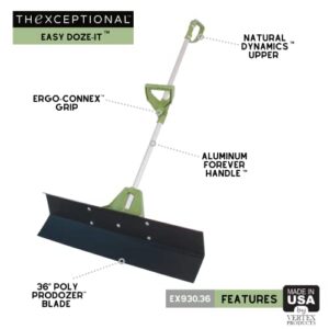 36 Inch Easy Doze-It Premium Performance Snow-Plow Push Shovel with Forever Handle and Ergo Connex Grip | Snow Shoveling of Walk & Driveway | Made in USA by Vertex Products | Model EX930.36