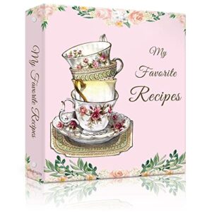 recipe binder, blank recipe book to write in your own recipes, 3 ring cookbook binder for recipes with dividers full page 8.5 x 11(retro cups)
