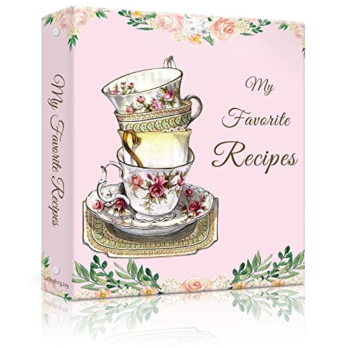 Recipe Binder, Blank Recipe Book to Write in Your Own Recipes, 3 Ring Cookbook Binder for Recipes with dividers Full Page 8.5 x 11(Retro Cups)