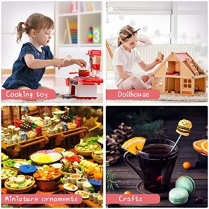 100 Pieces Miniature Food Drinks Toys Mixed Pretend Foods for Dollhouse Kitchen Play Resin Mini Food for Adults Teenagers Doll House (Hamburger, Pizza, Cake, Bread)