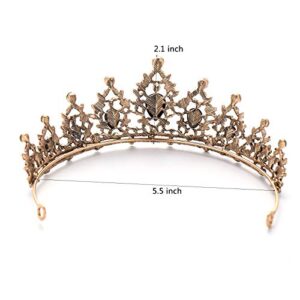 FORSEVEN Crystal Wedding Crown Rhinestone Headband Girls Princess Prom Birthday Party Tiara Bridal Wedding Accessories (Black)