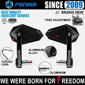 FENRIR CNC Aluminum Alloy Cafe Racer Black Motorcycle Bar End Mirrors Side 22MM 7/8" Inch Handlebar Mirror Universal Rear View For M8/M6 Standard Super Sport Naked Street Bike Cruiser Scooter Minimoto